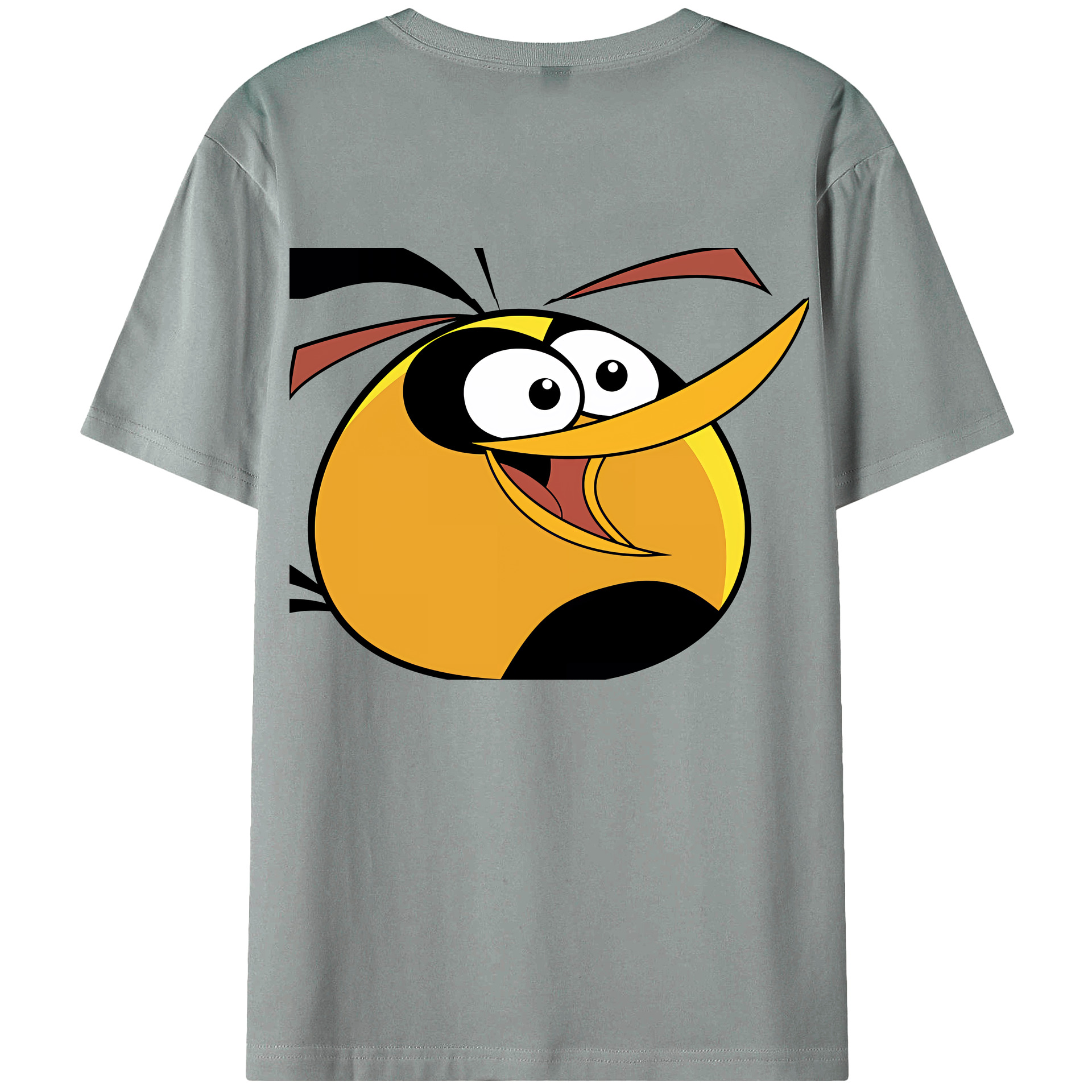 （画像用） Angry Birds アングリーバード 綿100％ メンズ半袖Tシャツ（バックプリント） 通気性
